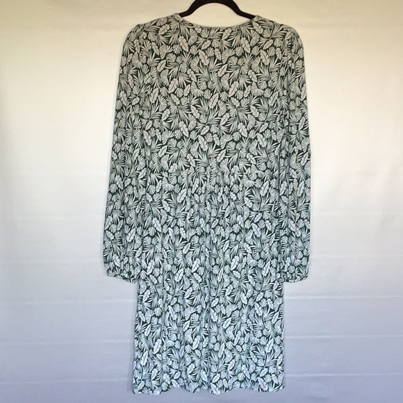 Boden Hattie Clover Long Sleeve Jersey Dress Sz 6 Palm Leaf Palm V Neck Green - Picture 6 of 14